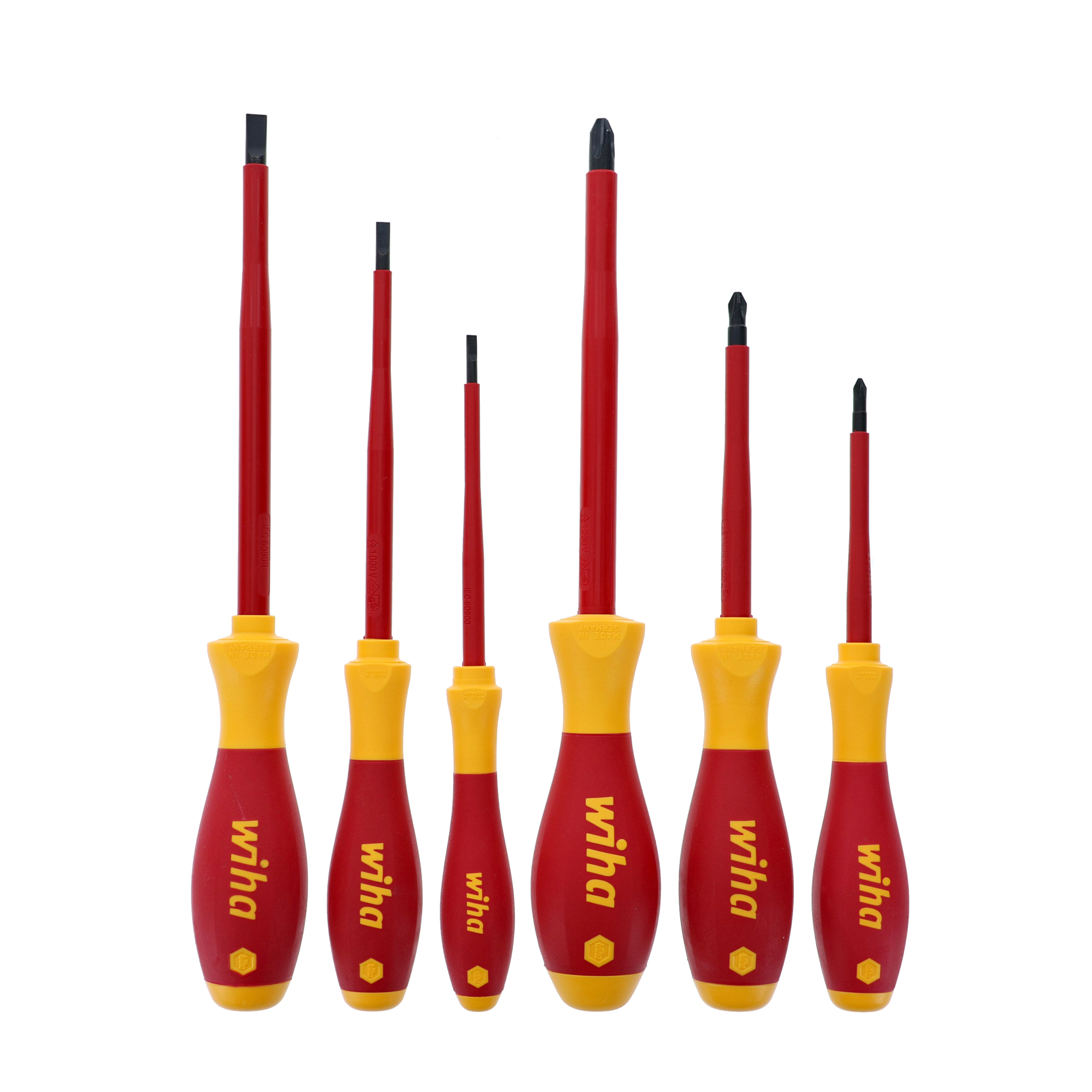 Wiha Tools 6 Piece Insulated SoftFinish Screwdriver Set - Slotted, Phillips, Model #32092